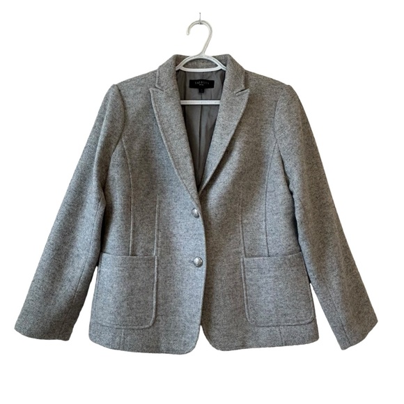 Talbots Women’s Gray Wool Blend Blazer Sz 12P Career Work Mature - Picture 1 of 13